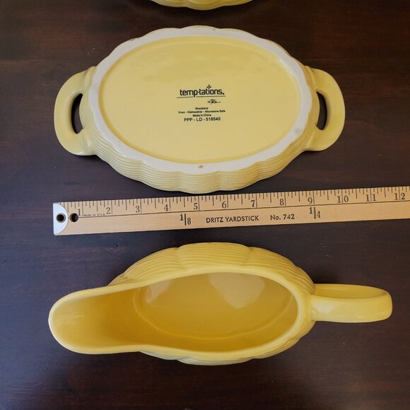 Temptations Yellow Woodland Gravy Boat & Small Covered Baker - NWOT - Picture 5 of 6